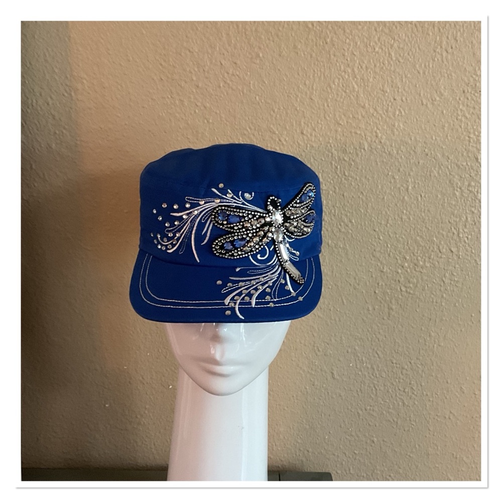 Blue Dragonfly Embellished Cap